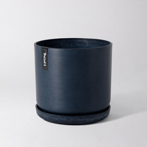 Portland Pot & Saucer, Deep Blue