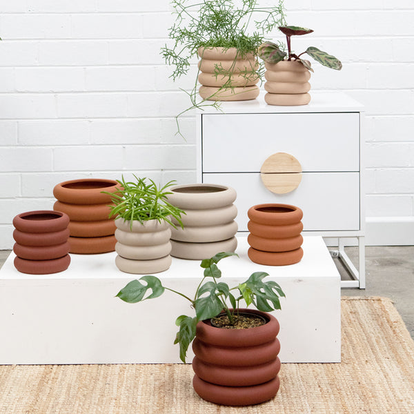 Bodhi Planter Pot w/saucer Burnt Sienna