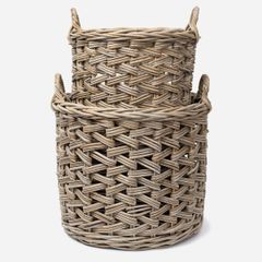 Lido Herringbone Wicker Basket