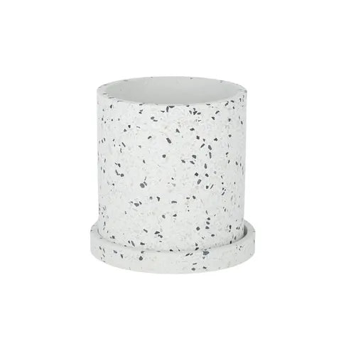 Sia Terrazzo Pot w/saucer White