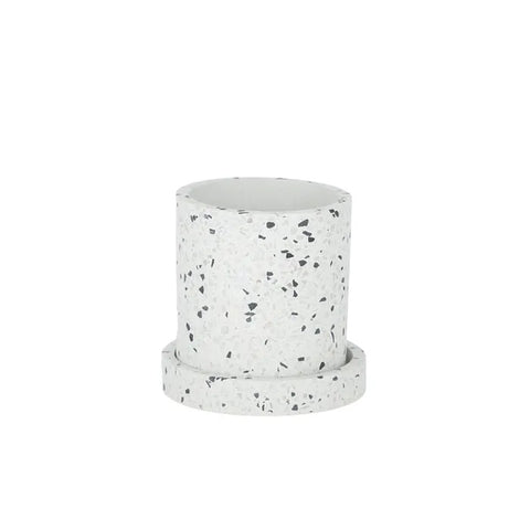 Sia Terrazzo Pot w/saucer White