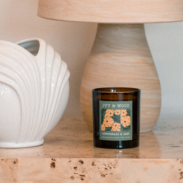 Ivy & Wood - Lemongrass & Sage Scented Candle
