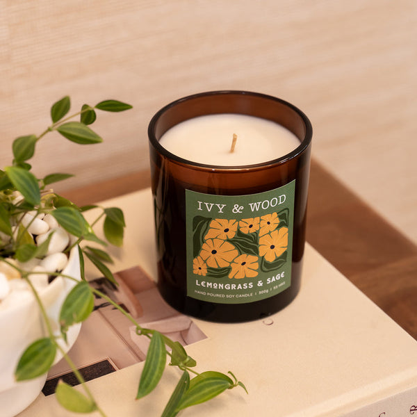 Ivy & Wood - Lemongrass & Sage Scented Candle