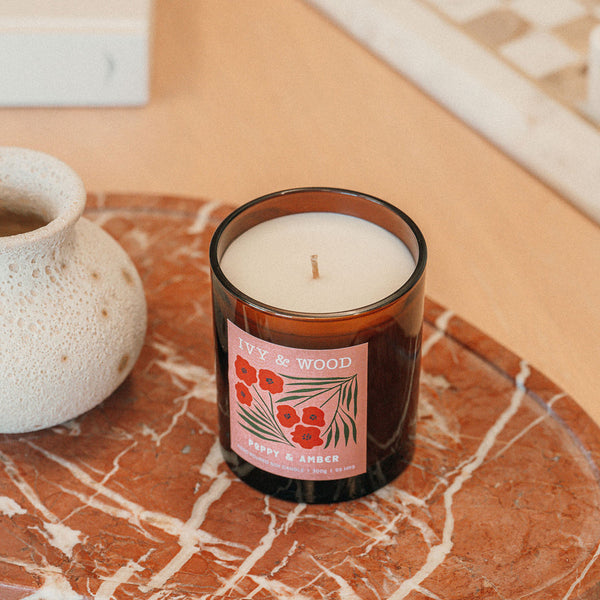 Ivy & Wood - Poppy & Amber Scented Candle