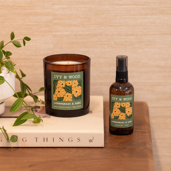 Ivy & Wood - Lemongrass & Sage Scented Candle