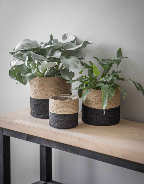 Two-Tone Jute Planter Cover