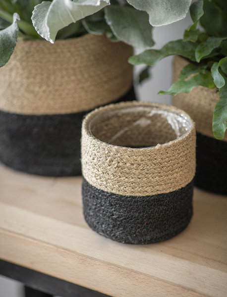 Two-Tone Jute Planter Cover