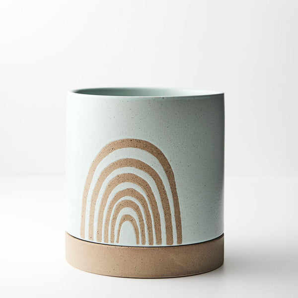 Cassia Pot w/saucer - Seafoam