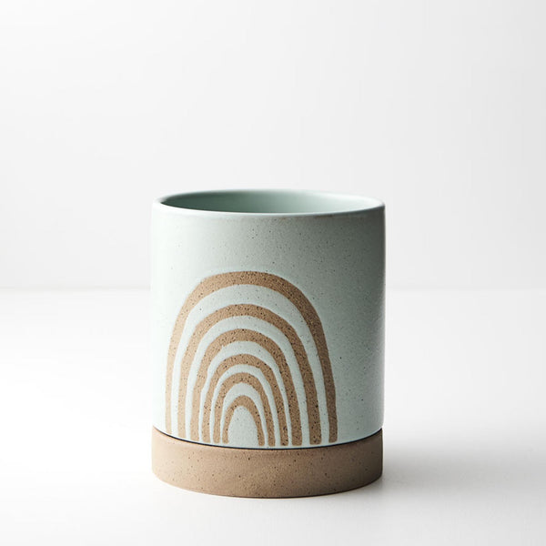 Cassia Pot w/saucer - Seafoam