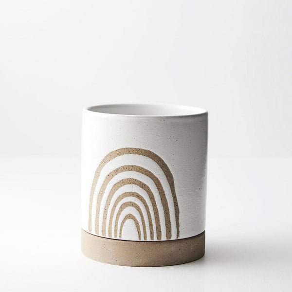 Cassia Pot w/saucer - White