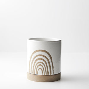 Cassia Pot w/saucer - White