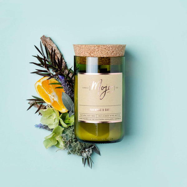 Wine Bottle Candle - Oakmoss & Sage