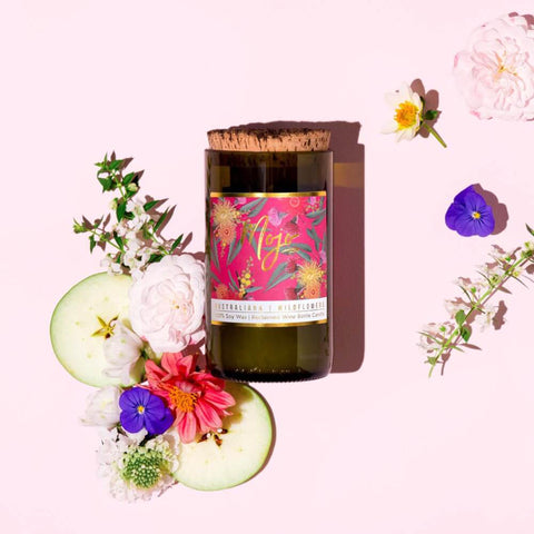 Australiana Wine Bottle Candle - Wildflowers